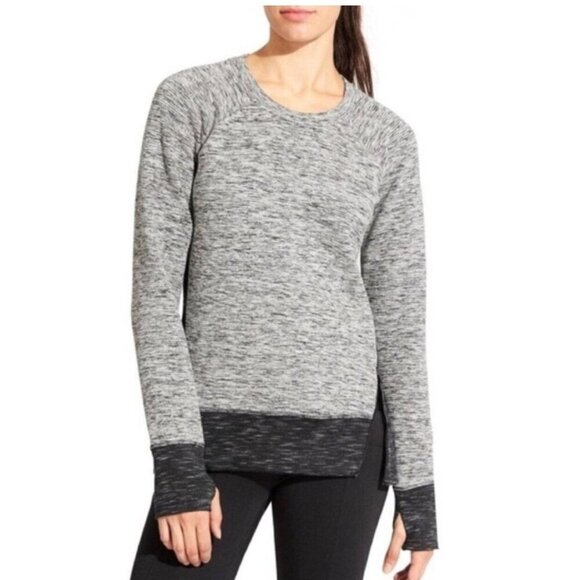 EUC‎ Athleta Gray Colorblock Pullover Sweatshirt with Zipper Detail Size S - Picture 1 of 10